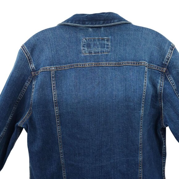 LOFT Denim Western Jacket Womens L Button Front Cropped Long Sleeve Pockets - Picture 12 of 16